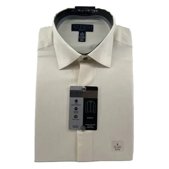 Alfani Alfatech Men's Small 14-14.5 32/33 Long Sleeve Button Up Shirt Lt Tan NEW - Picture 1 of 5